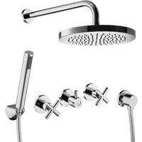 PaulGurkes Duschset Komplett Regendusche - Badewannen- & Duschsysteme: Luxuriöses Unterputz Set mit Ø20cm Regenbrause und stilvollem Kreuzgriff für ein modernes Duscherlebnis.