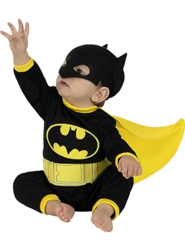 Funidelia Batman Kostüm für Baby 12-24 Monate - Kostüm für Kinder, 100% offizielle Lizenz, ideal für Karneval, Halloween und Geburtstagsfeiern. Verkleide dein Baby als The Dark Knight mit Body, Umhang und Maske in bunten Farben.