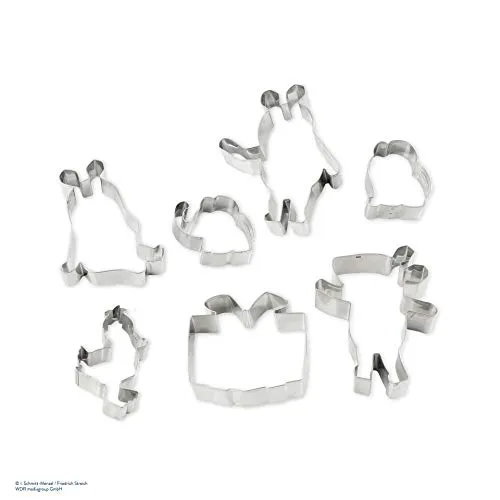 Dr. Oetker Ausstecher-Set DieMaus, langlebige Maus-, Elefanten-, Geschenk- & Enten-Form, vielseitige Ausstechformen, Tiereausstecher aus hochwertigen Edelstahl (Farbe: Silber), Menge: 1 x 7er Set