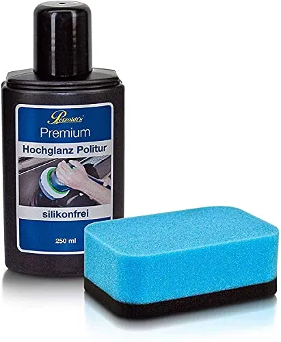 Petzoldt's 250 ml Premium Hochglanz Politur Set mit Handpolierschwamm, Anti-Hologramm Eigenschaften für perfekten Spiegelglanz auf Lack, für Poliermaschinen und Handpolitur