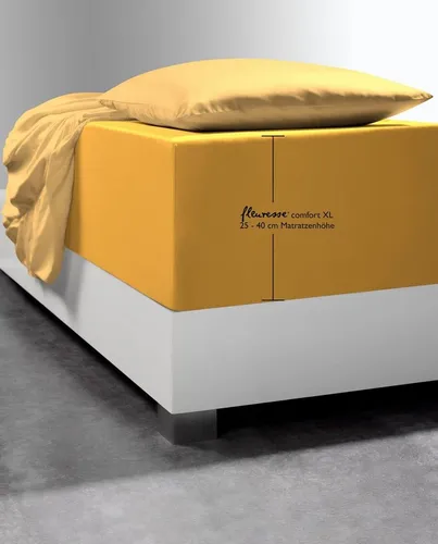 fleuresse 1119 XXL Jersey Stretch Spannbetttuch - Hochwertiges Spannbetttuch aus 96% Baumwolle und 4% Elasthan, ideal für Matratzen bis 40 cm Höhe. Atmungsaktiv, hautsympathisch und schnelltrocknend für erholsamen Schlaf.