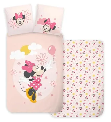 Bettwäsche Disney Minnie Maus, 100% Baumwolle, Bettbezug 100 x 135 cm + Kissenbezug 40 x 60 cm