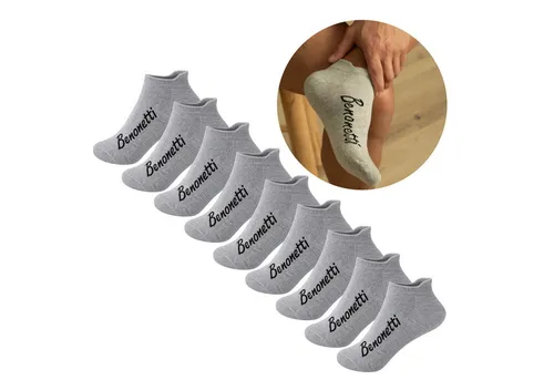 Benonetti Sneakersocken Damen & Herren aus Baumwolle – kurze Socken mit Fersenschutz (Packung, 9-Paar)