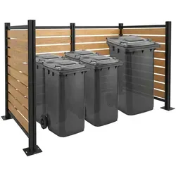 MCW Mülltonnen-Zaun, Hellbraun, Metall, 206x130x110 cm - Stabile Mülltonnenverkleidung für bis zu 8 Tonnen (60-80L) mit einfacher Montage. Verstecken Sie unschöne Mülltonnen stilvoll und schützen Sie sie vor Wind.