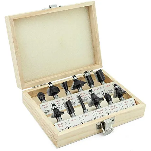 Vorel Fräser Set für Holz 12-teilig, 8mm Schaft - Werkstatt Zubehör für Elektrowerkzeuge, ideal für präzise Holzarbeiten und vielseitige Anwendungen.