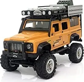 D90X28 Metall Scale Crawler 4WD 1:28 RTR Gelb - ferngesteuertes RC-Modell, robustes Raupenfahrzeug mit Elektromotor für Abenteuer im Gelände