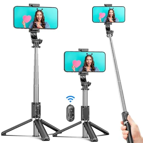 Selfie Stick Stativ 360° Rotation – Tragbarer 4 in 1 Selfiestick mit Fernbedienung