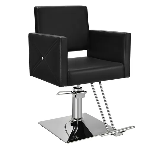 COSTWAY Friseurstuhl mit hydraulischer Pumpe - Eleganter Salonstuhl mit Fußstütze, drehbar und hydraulisch höhenverstellbar. Ideal für Friseursalons, bequem und belastbar bis 150 kg.