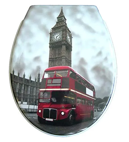 ADOB Toilettensitz Big Ben mit Absenkautomatik - WC-Sitz aus Duroplast, abnehmbar zur einfachen Reinigung und mit integrierter Absenkautomatik für sanftes Schließen. Ideal für London-Liebhaber!