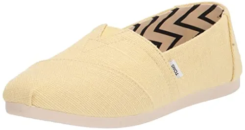 TOMS Damen Alpargata Flacher Slipper, gelb, 41.5 EU - Bequemer Alpargata Slipper aus recyceltem Material, ideal für den täglichen Gebrauch. Elastische Gore für eine perfekte Passform und umweltfreundliche Einlegesohle mit 50% Ökoanteil.