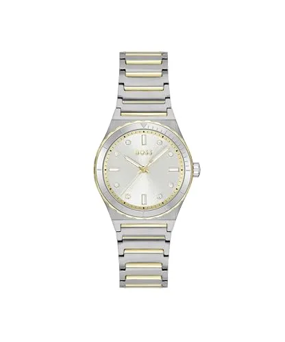 BOSS Candor Ladies Sport Uhr - Elegante Damenarmbanduhr mit 3-Zeiger-Quarzwerk, 32 mm Edelstahlgehäuse und zweifarbigem Armband. 3 ATM wasserdicht und ideal für den täglichen Gebrauch.