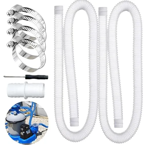Stück Poolschlauch 32mm, 1.5m Schwimmbadschlauch Ersatzschlauch, mit 4 Stück Schlauchschellen 1 Stück Schlauchverbinder, flexibler Wasserschlauch Saugschlauch Pumpenschlauch für Schwimmbecken Pools 2