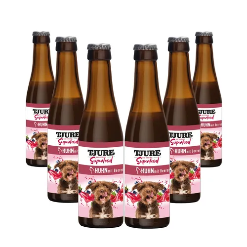 TJURE Hund - Superfood Huhn mit Beeren 6er Pack - Hundefutter in Form eines nährstoffreichen Smoothies mit Huhn und Beeren, ideal für die gesunde Ernährung Ihres Hundes.