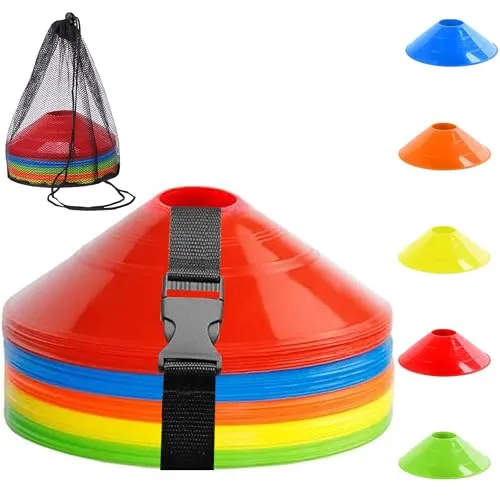 Stück Markierungshütchen, Fussball Hütchen Inklusive Verriegelungsband und Tasche Hütchen Sport Für Fußball Training 25