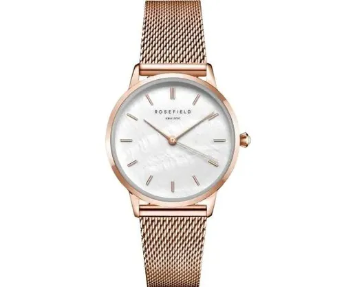 Rosefield RMRMR-R09 Damenuhr Pearl Edit 36mm - Damenuhr mit elegantem Roségold-Gehäuse, 3ATM wasserdicht und klassischem Design. Perfekt für stilbewusste Frauen!