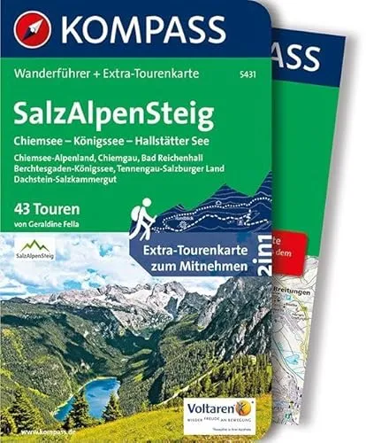 Produktbild KOMPASS Wanderführer SalzAlpenSteig, Chiemsee, Königssee, Hallstätter See: Wanderführer mit Extra-Tourenkarte 1:55.000, 43 Touren, GPX-Daten zum Download