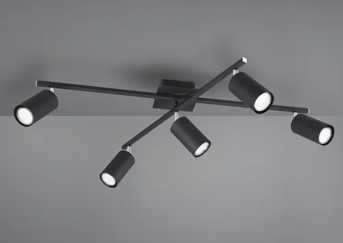 TRIO Leuchten LED Deckenstrahler schwarz, dimmbar, 5-flammig, 77,5 cm - Eleganter 5-flammiger LED Deckenstrahler mit dimmbarer Funktion. Ideal für jeden Wohnraum, bietet er modernes Design und flexible Lichtgestaltung für eine angenehme Atmosphäre.