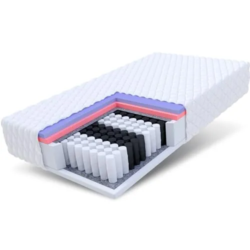 FDM APUS Matratze 140x200 cm - 7-Zonen Taschenfederkern mit Visco-Schaum - Matratze mit 7 Liegezonen, Allergiker geeignet und waschbarem Jersey Bezug. Optimaler Schlafkomfort durch individuelle Anpassung und Druckentlastung für erholsame Nächte.
