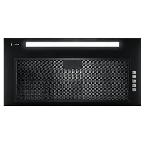 GLOBALO Küchenhaube, Einbauhaube 60cm, Flachventilator, Anti-Fettfilter, Schrankhaube mit Beleuchtung, lackierter Stahl Viledo 60.1 Black