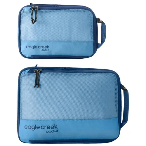 Eagle Creek Pack-It Reveal Compression Cube Set S/M - Packtaschen blue dawn - Optimale Organisation für Reisen: Das Set aus zwei Packwürfeln mit Kompressionsreißverschluss bietet maximalen Stauraum und Übersicht dank Mesh-Fenster. Ideal für jedes Gepäck!