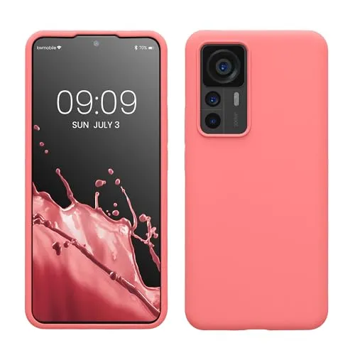 kwmobile Handyhülle für Xiaomi 12T / 12T Pro Hülle - Case Silikon - Kabelloses Laden - Schutzhülle Cover in Pastell Koralle