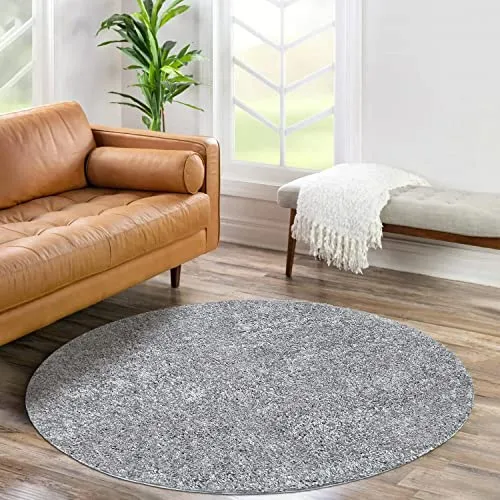 carpet city Shaggy Hochflor Teppich - Rund 200 cm - Grau - Moderne Hochflor Teppiche für jedes Zuhause! Der flauschige Shaggy Teppich sorgt für Wärme und Gemütlichkeit in Wohnzimmer und Schlafzimmer. Strapazierfähig, pflegeleicht und fußbodenheizunggeeignet.