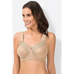 MISS MARY Entlastungs-BH für Damen, Gr. 105, Cup D, beige - Bequemer, bügelloser Entlastungs-BH von Miss Mary mit Spitzenstickerei und breiten, gepolsterten Trägern für optimalen Tragekomfort. Ideal für den Alltag in der Kategorie Funktionsunterwäsche.