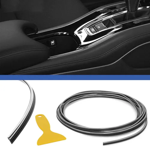 5m Auto Innen Raum Dekoration Design Strip Line Zier Leiste Streifen Metallic Silber