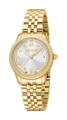 Just Cavalli Valentines JC1L315M0055 Damenuhr - Damenuhr mit elegantem Edelstahlgehäuse und funkelndem Zifferblatt, 3 Bar wasserdicht – ideal für stilbewusste Frauen.