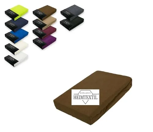 Exklusiv Heimtextil Frottee Spannbettlaken 180-200 x 200 cm - Spannbetttücher aus 80% Baumwolle, 20% Polyester, Öko-Tex zertifiziert, mit Rundumgummizug für optimalen Sitz und pflegeleicht bis 60°C, ideal für Matratzen bis 25 cm Höhe.