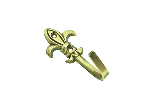 Gardinia Zierhaken für Vorhänge und Gardinen, Raffhaken zum Schrauben, Lilie, 2 Stück, Länge: 5,5 cm, Metall, Messing-poliert