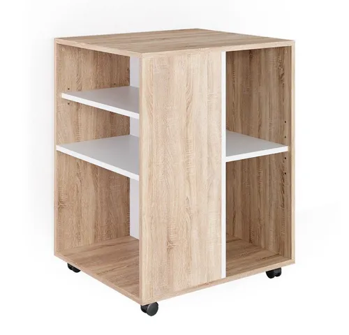 Vicco Rollcontainer Sonoma/Weiß, 59 x 53 cm - Praktischer Rollcontainer für Homeoffice und Arbeitszimmer, höhenverstellbare Einlegeböden und leicht beweglich durch Rollen. Ideal als Aktenschrank oder Schreibtischschrank.
