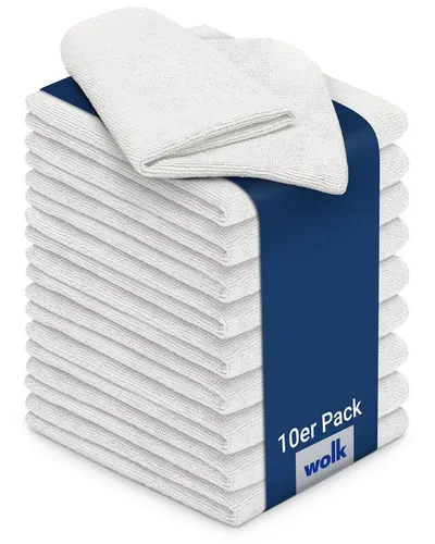 wolk Universaltuch (fusselfrei und frotteeartig) Mikrofasertuch (Polyester, 40x40 cm, 10er-Set, hygienisch auf 90° waschbar)