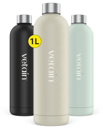 VETAIN Trinkflasche Edelstahl 1L, BPA-Frei - Kohlensäure geeignet - Isoliert - Auslaufsicher
