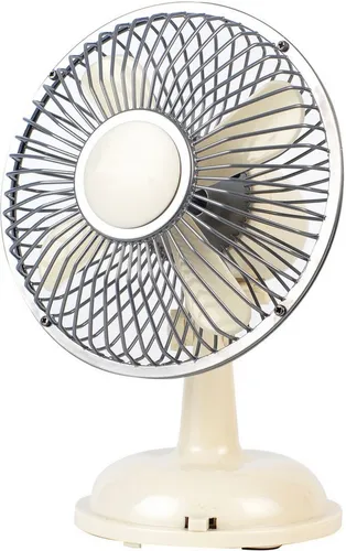 Sonnenkönig Retro Fan Tischventilator weiß - Tischventilator mit 2,5W Leistung und USB-Anschluss, leicht und energieeffizient. Genießen Sie frische Luft mit vertikaler und horizontaler Oszillation für optimale Kühlung.