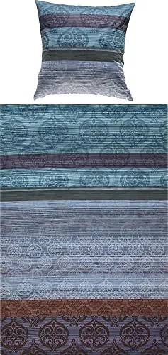 Erwin Müller Bettwäsche Mako-Satin Ornamente blau-braun-violett 80x80 cm / 135x200 cm - Bettwäsche-Set aus feinstem Mako-Satin mit elegantem Ornamentdesign, sorgt für ein angenehmes Schlafklima und lässt sich dank Reißverschluss einfach beziehen.