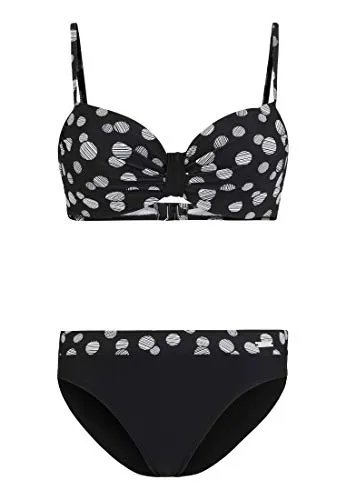 LASCANA Bügel-Bikini für Damen, Gr. 38, Cup E, schwarz-weiß - Modischer Bügel-Bikini von LASCANA mit gepunktetem Design und verstellbaren Trägern. Ideal für den Strand, bietet er optimalen Halt und eine figurschmeichelnde Passform.