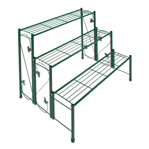 Stahl Pflanzentreppe Blumenregal 78x55x65 cm grün - Topfpflanzenständer aus robustem Metall, ideal für die kreative Präsentation Ihrer Pflanzen und Blumen im Innen- oder Außenbereich.