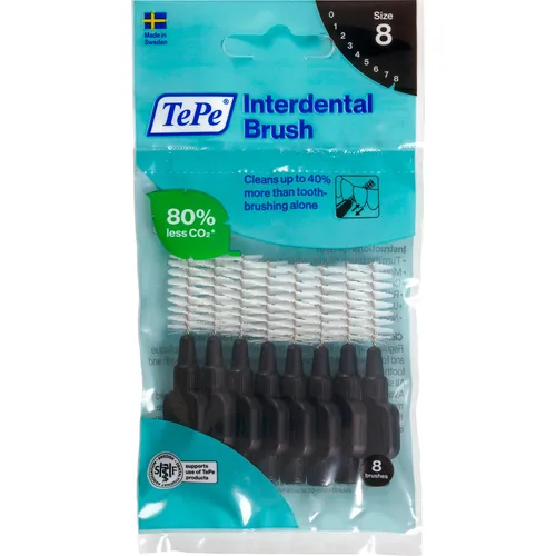 TePe Interdentalbürsten Original 8 Stück, 1,5 mm, schwarz - Praktische Interdentalbürsten für die tägliche Zahnreinigung, effektive Reinigung auch an schwer erreichbaren Stellen, ideal für die Mundpflege.