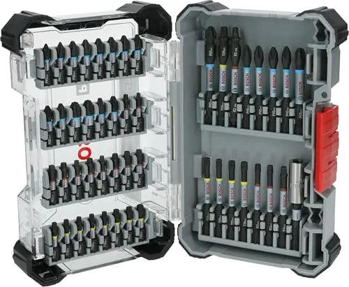 Bosch 48x PRO Impact Set - Schraubendreher-Sets, 48-tlg. Set mit bis zu 50x höherer Robustheit, ideal für effizientes Eindrehen von Schrauben bei Montagearbeiten.