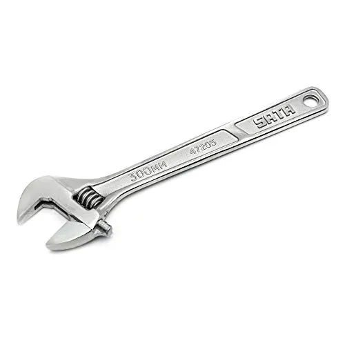 SATA ST47205SC Verstellbarer Schraubenschlüssel mit geschmiedetem Stahlkörper, breiter Backe und verchromter Oberfläche, 30,5 cm