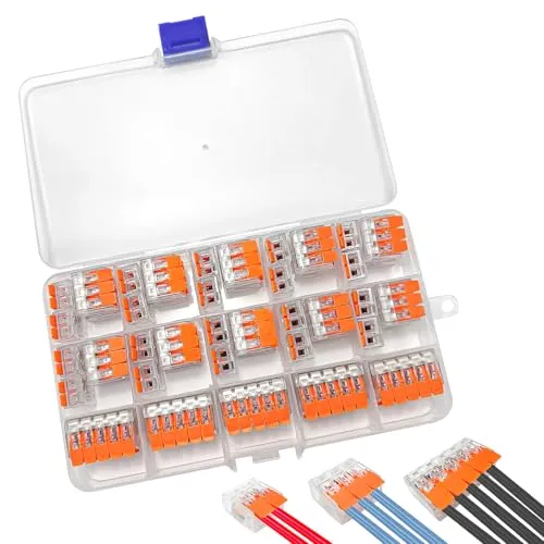Xpieoyrm Kabelverbinder, 50 Stück Klemme mit Betätigungshebel, 2/3/5 Polig, Elektrische Anschlussblöcke, Verbindungsklemme, Frei kombinierbar Elektrische Klemmen, 4mm² Leiter Klemme(Transparent)