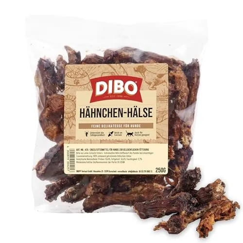 DIBO Hähnchenhälse, 250g-Beutel, der kleine Naturkau-Snack oder Leckerli für Zwischendurch, Hundefutter, Qualitätskauartikel ohne Chemie von DIBO