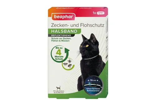 beaphar Zeckenhalsband Zecken- und Flohschutz Halsband reflektierend für Katzen - 35 cm