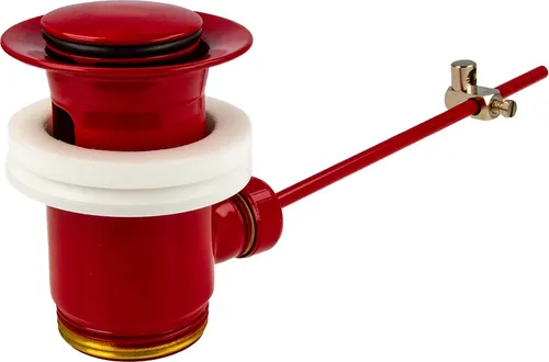 tecuro Exzenter Ab- und Überlaufgarnitur Messing rot RAL 3003 - Sanitärinstallation für Waschtische mit Überlauf, aus hochwertigem Messing und mit höhenverstellbarem Stopfen für optimalen Komfort.