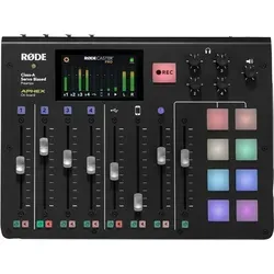 RØDE RØDECaster Pro: Kompaktes Audio-Produktionsstudio - Wandler: Ideal für Podcaster und Streamer, bietet intuitive Bedienung mit 6 programmierbaren Smart-Pads und rauscharmen Vorverstärkern für professionelle Audioqualität.