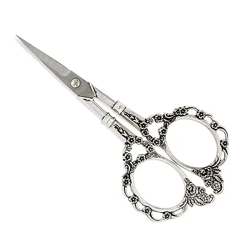 Gearmax Antike Nähschere Schere Edelstahl Kreuzstich Nähen Schere Scheren Old Style Scissor Blume Muster Schere(Plum Scissor Kupfer)