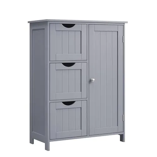 VASAGLE Badezimmerschrank mit 3 Schubladen und Tür, 30 x 60 x 80 cm