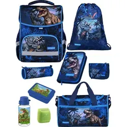 Familando Schulranzen-Set 9-teilig BASIC-PLUS T-REX DINO für die 1. Klasse - Blau - Das Familando Schulranzen Set BASIC PLUS begeistert mit coolem Dinosaurier Design und durchdachter Ergonomie. Leicht, geräumig und sicher – ideal für kleine ABC-Schützen von der 1. bis 4. Klasse.