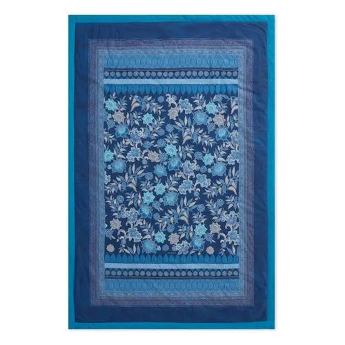 Bassetti Plaid Varigotti B1 135 x 190 cm - Mediterraner Stil in Blau - Elegantes Plaid in Blautönen mit floralem Motiv, gefertigt aus 100 % Baumwolle und antiallergischem Vlies. Ideal für ein gemütliches Zuhause, im praktischen Geschenkkarton.